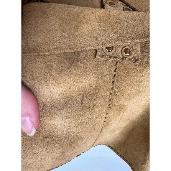 See by Chloe Brown Suede Boots Size 8.5 Strappy Fringe Slip On - Picture 4 of 5